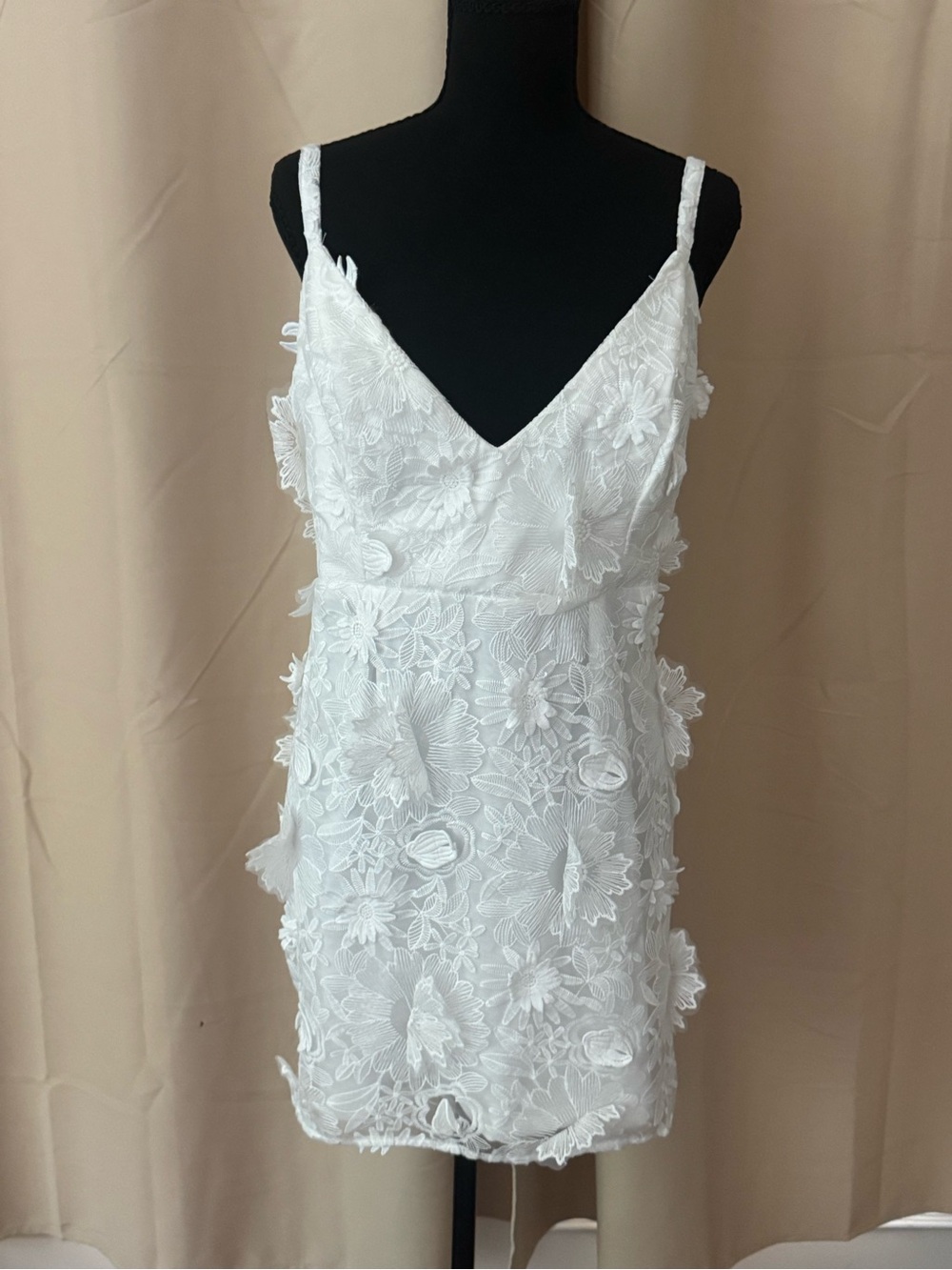 Lulu's White 3D Floral Lace Mini Dress